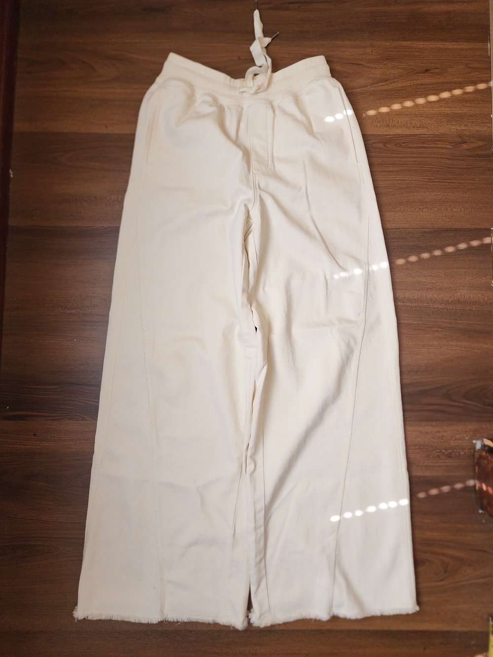 Aerie NWT Cream Streetware Wide-Leg Drawstring Pants Small Long